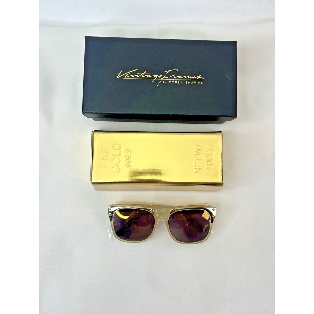 Vintage Frames By‎ Corey Shapiro Rude Metal Gold Unisex UV400 Sunglasses